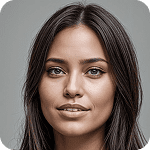 Portrait of a woman with long hair.